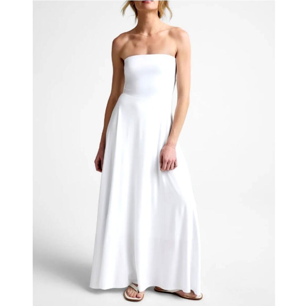 Beyond Yoga White Strapless Maxi Dress